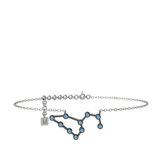 Leo Halhal - Akuamarin 925 ayar siyah rodyum kaplama gümüş bilezik (20 cm beyaz altın rolo zincir) #xh6uwx