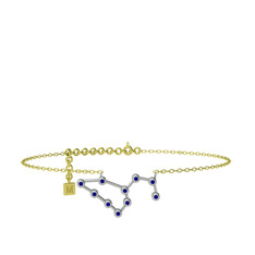 Leo Halhal - Lab safir 14 ayar beyaz altın bilezik (20 cm altın rolo zincir) #zju0gi