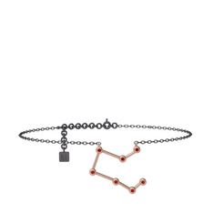 Garnet 8 ayar rose altın bilezik (20 cm gümüş rolo zincir)