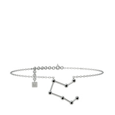 Pegasus Halhal - Siyah zirkon 14 ayar beyaz altın bilezik (20 cm beyaz altın rolo zincir) #1585p24