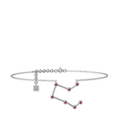 Pegasus Halhal - Rodolit garnet 14 ayar beyaz altın bilezik (20 cm beyaz altın rolo zincir) #15zg299