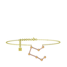 Sitrin 14 ayar rose altın bilezik (20 cm gümüş rolo zincir)