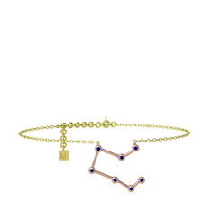 Pegasus Halhal - Lab safir 925 ayar rose altın kaplama gümüş bilezik (20 cm altın rolo zincir) #17vaa0t