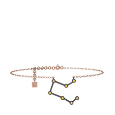 Pegasus Halhal - Sitrin 925 ayar siyah rodyum kaplama gümüş bilezik (20 cm rose altın rolo zincir) #18rs98t