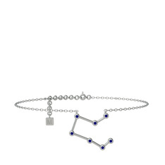 Lab safir 14 ayar beyaz altın bilezik (20 cm gümüş rolo zincir)