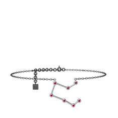 Pegasus Halhal - Rodolit garnet 14 ayar beyaz altın bilezik (20 cm gümüş rolo zincir) #1aqxq1x