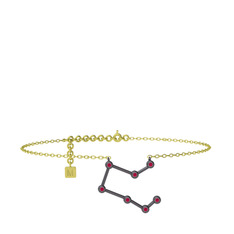 Rodolit garnet 925 ayar siyah rodyum kaplama gümüş bilezik (20 cm altın rolo zincir)