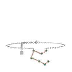 Pegasus Halhal - Kök zümrüt 18 ayar rose altın bilezik (20 cm gümüş rolo zincir) #1fqyrpq