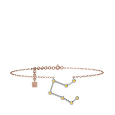 Pegasus Halhal - Sitrin 14 ayar beyaz altın bilezik (20 cm gümüş rolo zincir) #1gaoryv