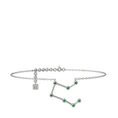 Pegasus Halhal - Yeşil kuvars 8 ayar beyaz altın bilezik (20 cm beyaz altın rolo zincir) #1gjm15w