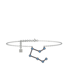 Pegasus Halhal - Akuamarin 925 ayar siyah rodyum kaplama gümüş bilezik (20 cm beyaz altın rolo zincir) #1hw33g7