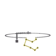 Peridot 14 ayar altın bilezik (20 cm gümüş rolo zincir)