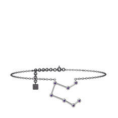 Pegasus Halhal - Ametist 14 ayar beyaz altın bilezik (20 cm gümüş rolo zincir) #1i8dn24