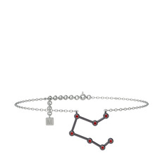 Garnet 925 ayar siyah rodyum kaplama gümüş bilezik (20 cm beyaz altın rolo zincir)
