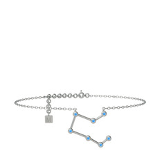 Pegasus Halhal - Akuamarin 14 ayar beyaz altın bilezik (20 cm beyaz altın rolo zincir) #1nk9xdy