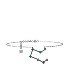 Pegasus Halhal - Yeşil kuvars 925 ayar siyah rodyum kaplama gümüş bilezik (20 cm gümüş rolo zincir) #1rj3twj