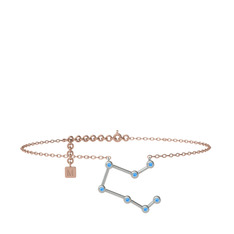 Pegasus Halhal - Akuamarin 925 ayar gümüş bilezik (20 cm rose altın rolo zincir) #1s1upt1