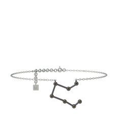 Pegasus Halhal - Peridot 925 ayar siyah rodyum kaplama gümüş bilezik (20 cm beyaz altın rolo zincir) #1tijkmp