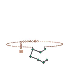 Pegasus Halhal - Kök zümrüt 925 ayar siyah rodyum kaplama gümüş bilezik (20 cm rose altın rolo zincir) #3fifrw