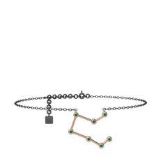 Pegasus Halhal - Yeşil kuvars 8 ayar rose altın bilezik (20 cm gümüş rolo zincir) #3q4fzq