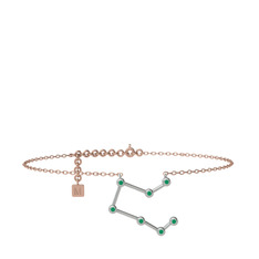 Pegasus Halhal - Kök zümrüt 14 ayar beyaz altın bilezik (20 cm gümüş rolo zincir) #4ukjk6