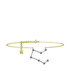 Pegasus Halhal - Ametist 925 ayar gümüş bilezik (20 cm altın rolo zincir) #5i1ncx