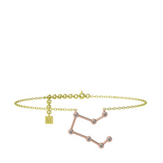 Pırlanta 925 ayar rose altın kaplama gümüş bilezik (0.077 karat, 20 cm gümüş rolo zincir)