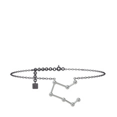 Swarovski 18 ayar beyaz altın bilezik (20 cm gümüş rolo zincir)
