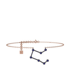 Pegasus Halhal - Lab safir 925 ayar siyah rodyum kaplama gümüş bilezik (20 cm gümüş rolo zincir) #8s4rr8