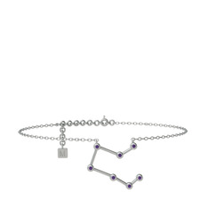 Pegasus Halhal - Ametist 925 ayar gümüş bilezik (20 cm beyaz altın rolo zincir) #9gzugr