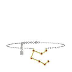 Pegasus Halhal - Rodolit garnet 925 ayar altın kaplama gümüş bilezik (20 cm beyaz altın rolo zincir) #b693t1