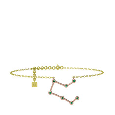 Yeşil kuvars 925 ayar rose altın kaplama gümüş bilezik (20 cm gümüş rolo zincir)