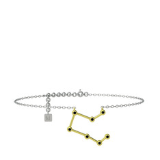 Pegasus Halhal - Siyah zirkon 925 ayar altın kaplama gümüş bilezik (20 cm beyaz altın rolo zincir) #c2j850
