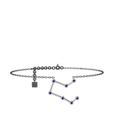 Lab safir 18 ayar beyaz altın bilezik (20 cm gümüş rolo zincir)