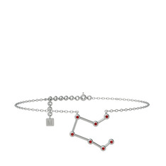 Garnet 14 ayar beyaz altın bilezik (20 cm gümüş rolo zincir)
