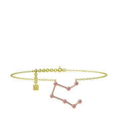 Pembe kuvars 8 ayar rose altın bilezik (20 cm altın rolo zincir)