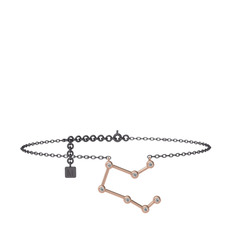Swarovski 18 ayar rose altın bilezik (20 cm gümüş rolo zincir)