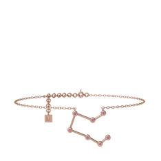 Pembe kuvars 14 ayar rose altın bilezik (20 cm rose altın rolo zincir)