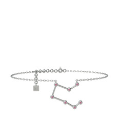Pembe kuvars 925 ayar gümüş bilezik (20 cm gümüş rolo zincir)