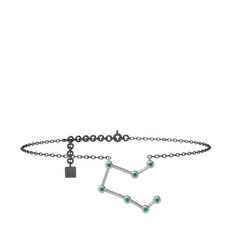 Kök zümrüt 8 ayar beyaz altın bilezik (20 cm gümüş rolo zincir)