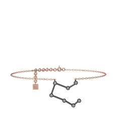 Swarovski 925 ayar siyah rodyum kaplama gümüş bilezik (20 cm rose altın rolo zincir)