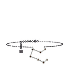 Pegasus Halhal - Dumanlı kuvars 14 ayar beyaz altın bilezik (20 cm gümüş rolo zincir) #tx7tqm