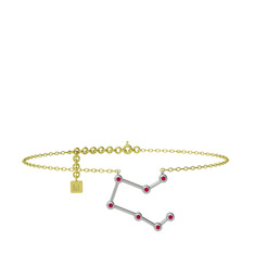 Rodolit garnet 18 ayar beyaz altın bilezik (20 cm altın rolo zincir)