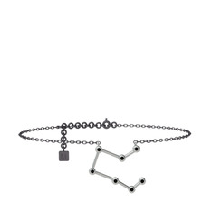 Pegasus Halhal - Siyah zirkon 14 ayar beyaz altın bilezik (20 cm gümüş rolo zincir) #vyh63f