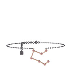 Pegasus Halhal - Pembe kuvars 14 ayar rose altın bilezik (20 cm gümüş rolo zincir) #x22qbu