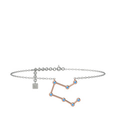 Pegasus Halhal - Akuamarin 925 ayar rose altın kaplama gümüş bilezik (20 cm beyaz altın rolo zincir) #yc5yvz