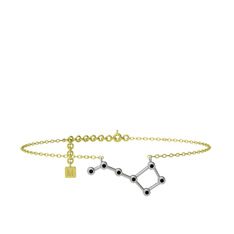 Ursa Minor Halhal - Siyah zirkon 18 ayar beyaz altın bilezik (20 cm altın rolo zincir) #14oyxpf