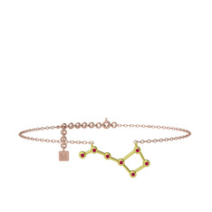 Ursa Minor Halhal - Rodolit garnet 14 ayar altın bilezik (20 cm rose altın rolo zincir) #19gg62