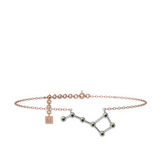 Ursa Minor Halhal - Peridot 14 ayar beyaz altın bilezik (20 cm rose altın rolo zincir) #19yy4y1