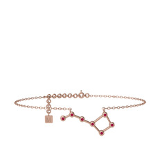 Rodolit garnet 18 ayar rose altın bilezik (20 cm rose altın rolo zincir)